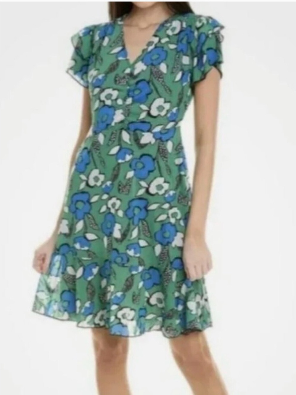 Cabi  women’s Floral Green & Blue Dress size large